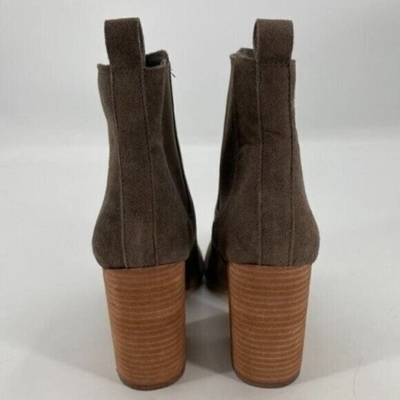 Steve Madden Taupe Suede Ravyn Boho Stacked Block Heel Pull On 9.5 Ankle Booties - Picture 5 of 8